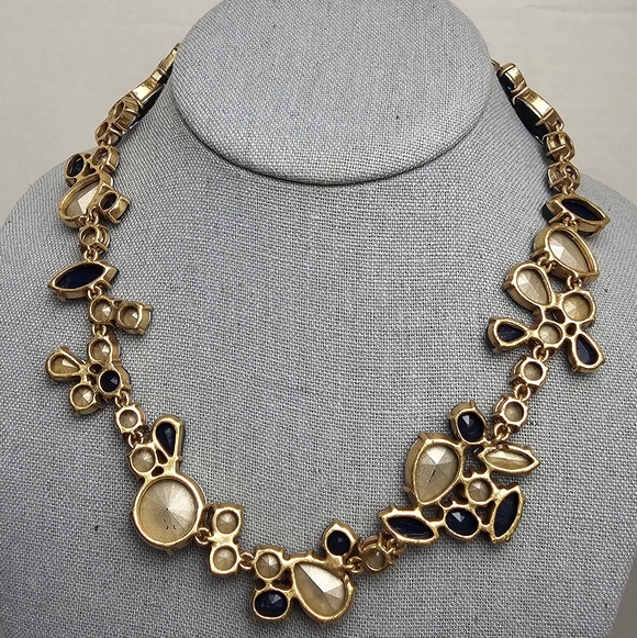 [J. CREW] Blue Crystal Foliage Collar Statement Necklace - Picture 7 of 16